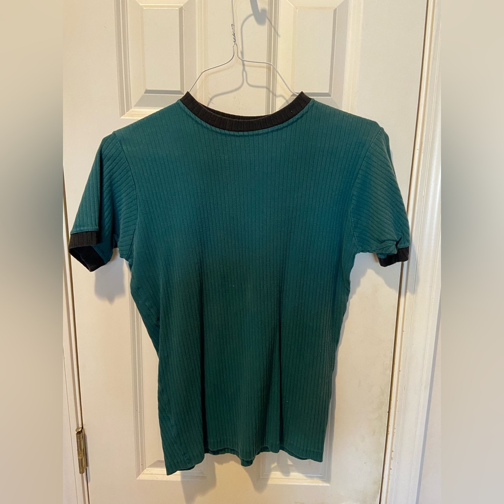 Men’s Teal Short Sleeved Black Trimmed Party Shirt